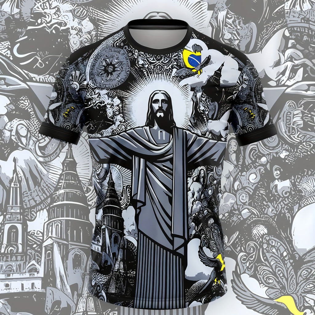 Brazil Jesus Special Edition Football Shirt,  Unisex Sports T-shirt, Men's and Women's Training Shirt, Sporty Design