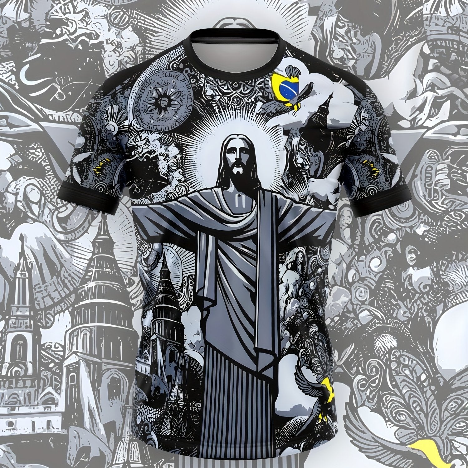 Brazil Jesus Special Edition Football Shirt,  Unisex Sports T-shirt, Men's and Women's Training Shirt, Sporty Design