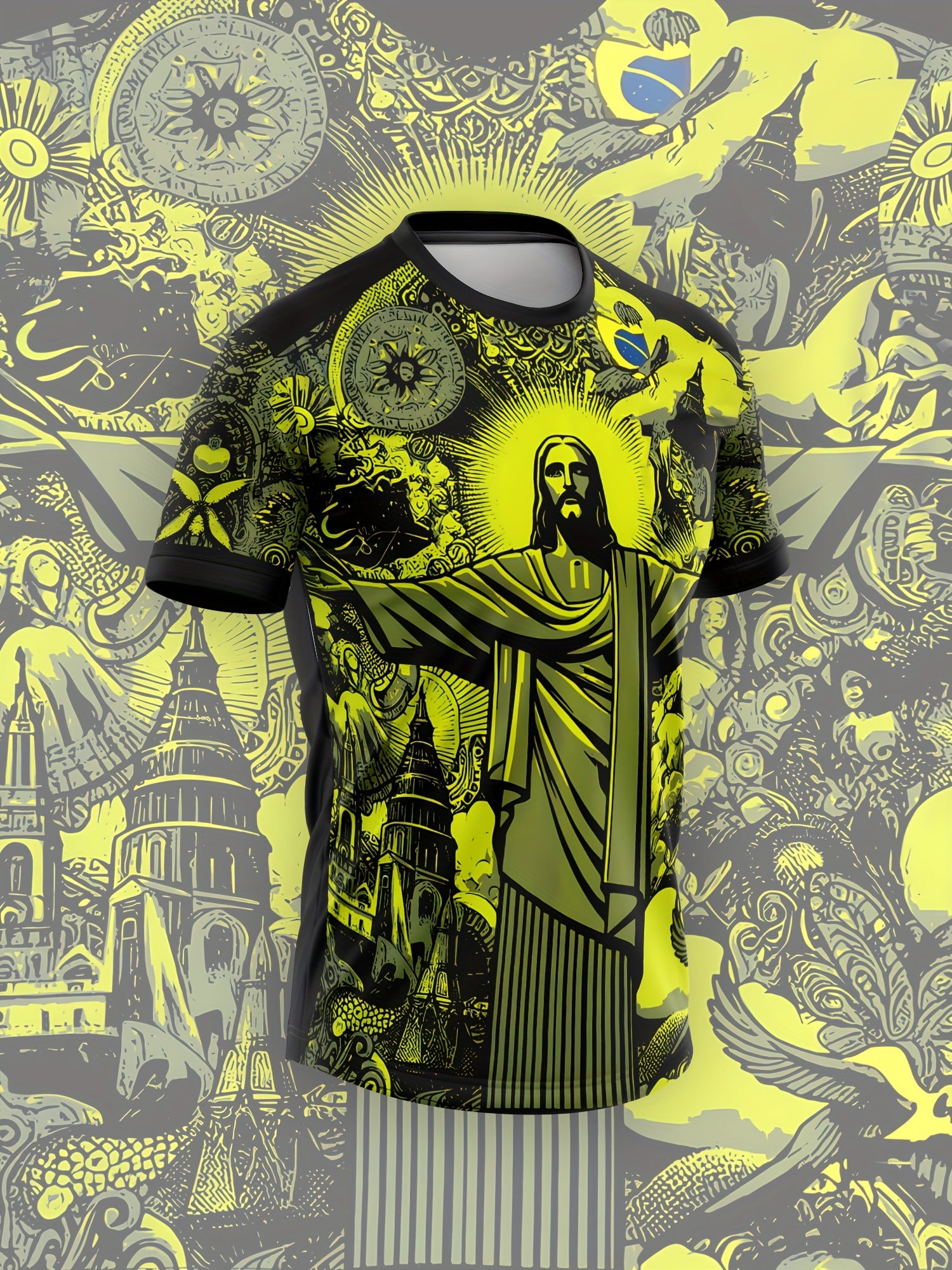 Brazil Jesus Special Edition Football Shirt,  Unisex Sports T-shirt, Men's and Women's Training Shirt, Sporty Design