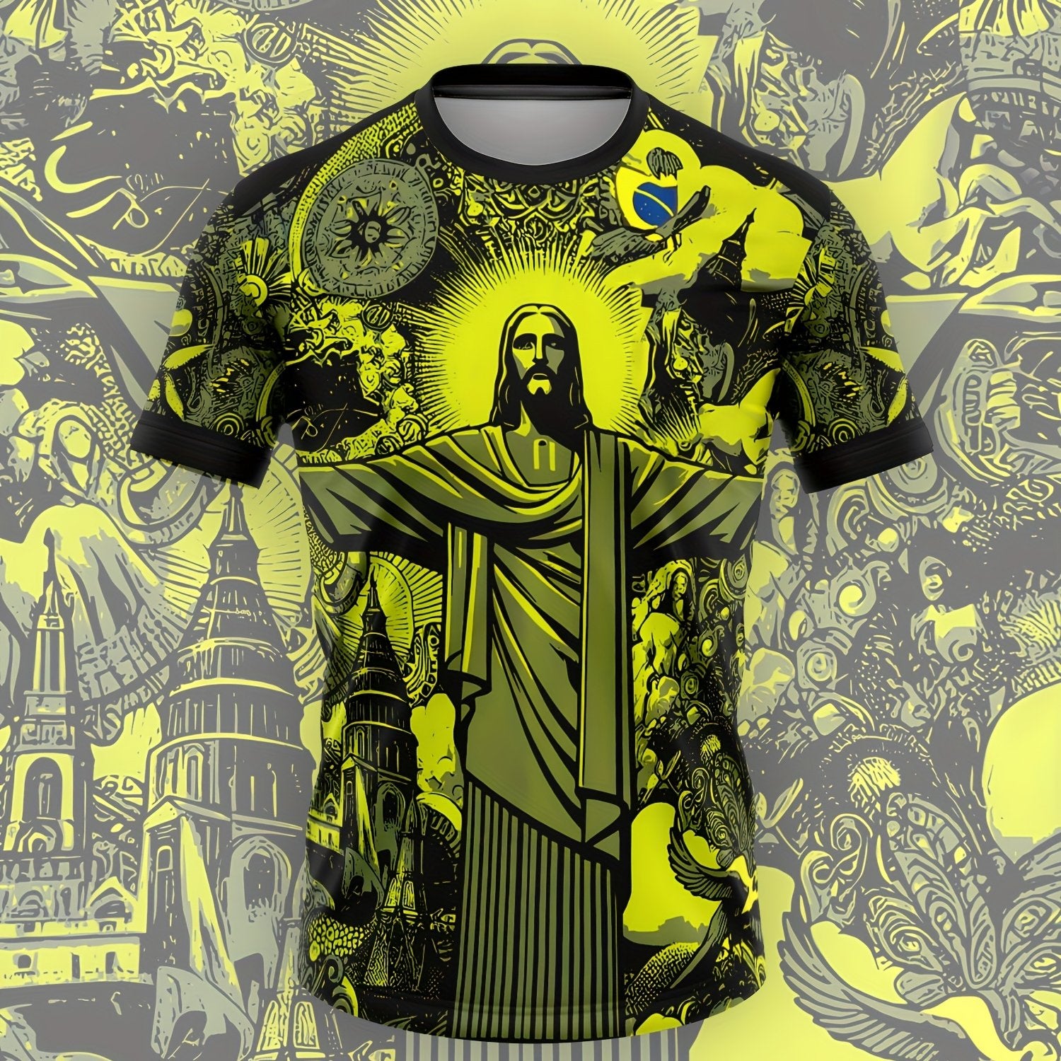 Brazil Jesus Special Edition Football Shirt,  Unisex Sports T-shirt, Men's and Women's Training Shirt, Sporty Design