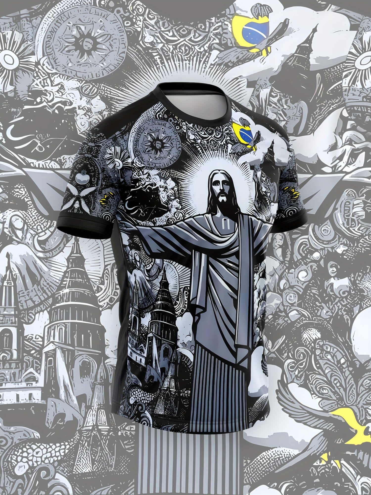 Brazil Jesus Special Edition Football Shirt,  Unisex Sports T-shirt, Men's and Women's Training Shirt, Sporty Design