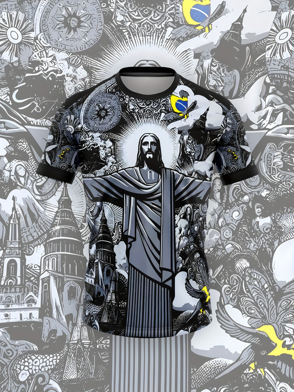 Brazil Jesus Special Edition Football Shirt,  Unisex Sports T-shirt, Men's and Women's Training Shirt, Sporty Design