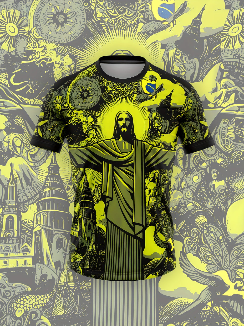 Brazil Jesus Special Edition Football Shirt,  Unisex Sports T-shirt, Men's and Women's Training Shirt, Sporty Design